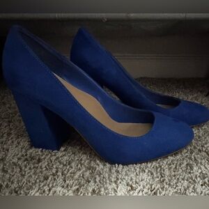 JustFab Royal Blue Suede Block Heel Pumps
